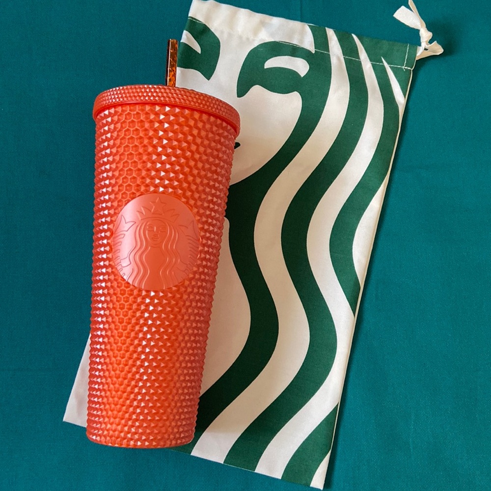 Starbucks Venti Studded Pearl Orange Tumbler